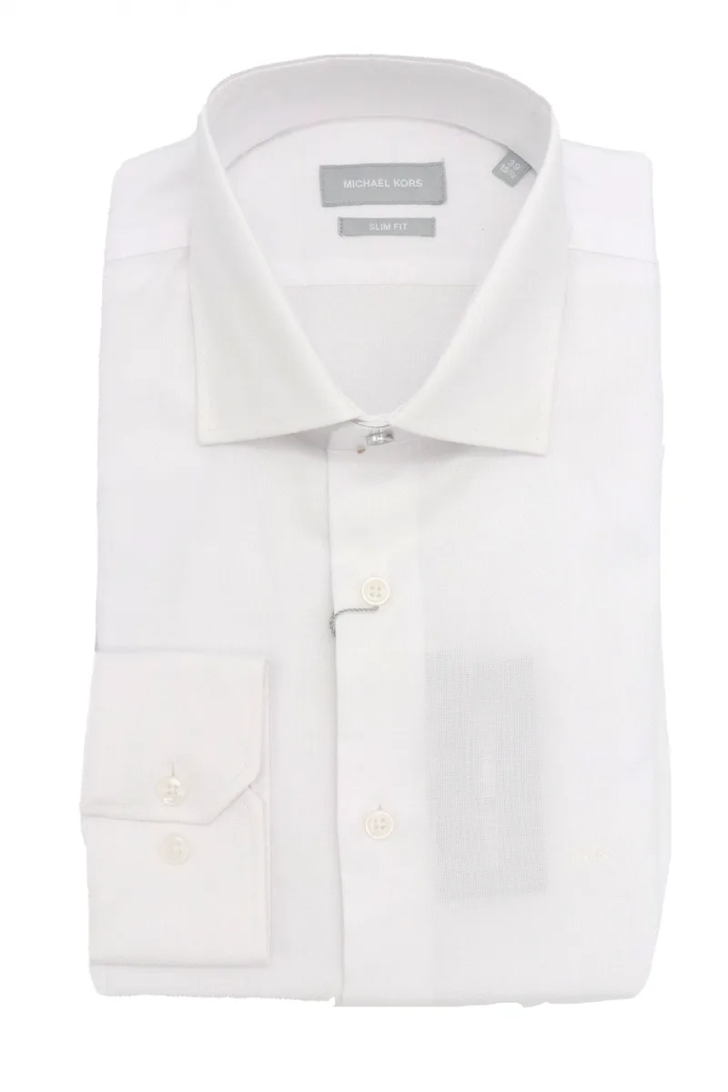 MICHAEL KORS ΠΟΥΚΑΜΙΣΟ SLIM FIT STRUCTURED DOBBY ΛΕΥΚΟ