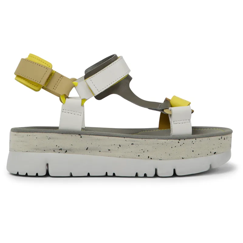 CAMPER Oruga Up - Πέδιλα Για Γυναικεία - Λευκό,Καφέ,Γκρι, Μέγεθος 35, Smooth leather
