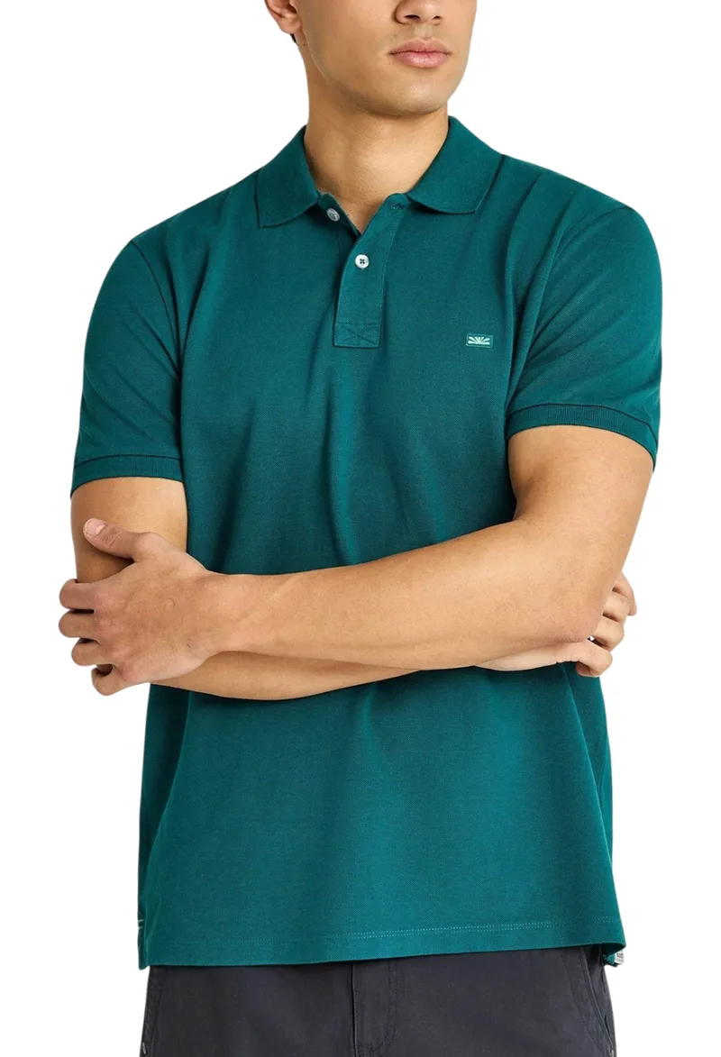 Μπλούζα Polo Funky Buddha Με Διακριτικό Λογότυπο FBM013-001-11-EMERALD Ανδρικό
