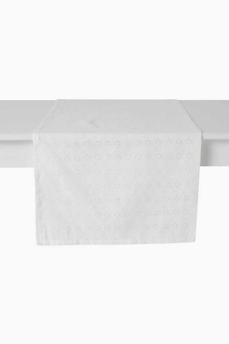 Coincasa ράνερ βαμβακερό με διάτρητο σχέδιο 45 x 140 cm - 006809977 Λευκό