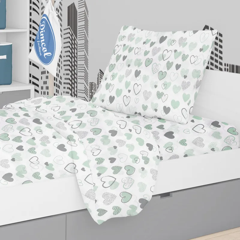 Μαξιλαροθήκη 50x70 Dimcol Hearts 10 Green 50x70