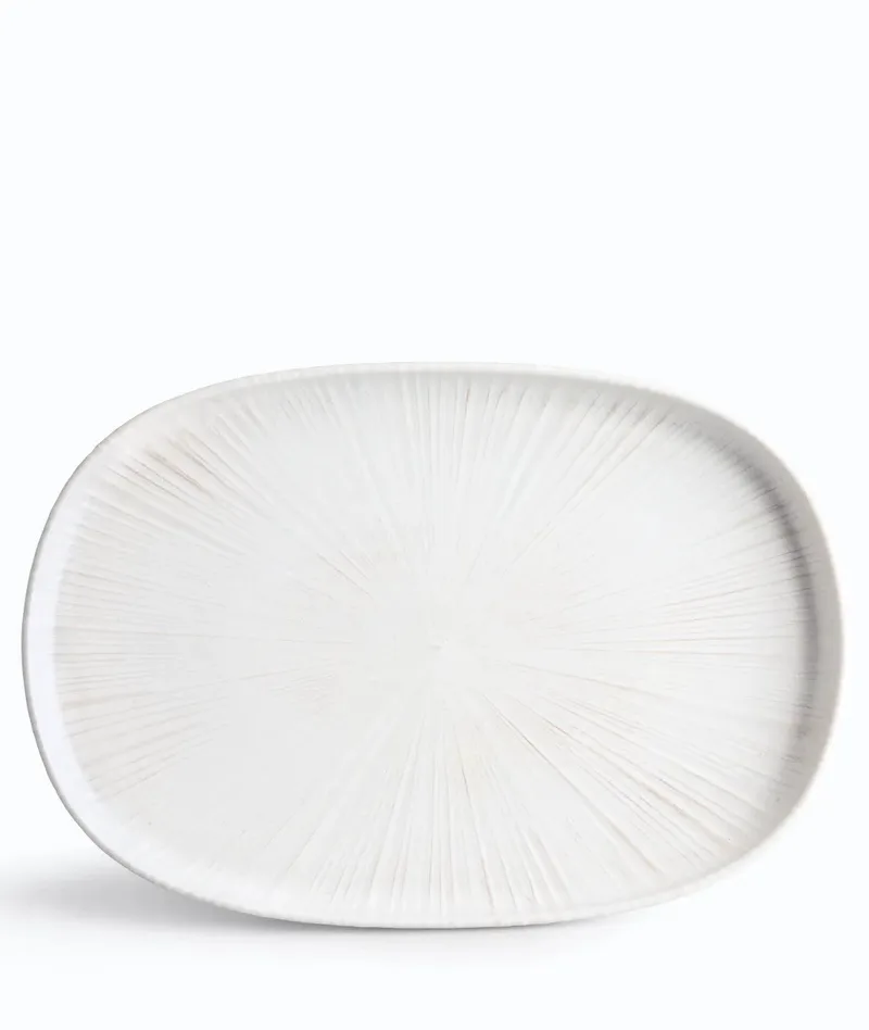 IONIA Πιατέλα Οβάλ Stoneware Ammos White 33cm