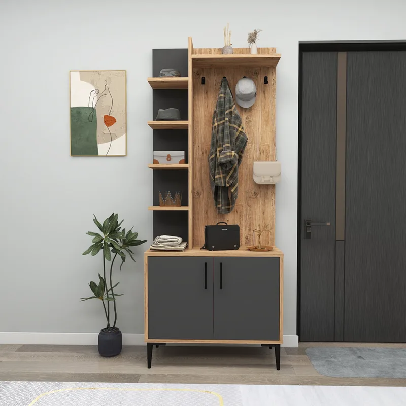 Έπιπλο Εισόδου / Πορτ Μαντό Julendor - Atlantic Pine, Anthracite 550Arn2307 (74,4x182,8x33 cm)