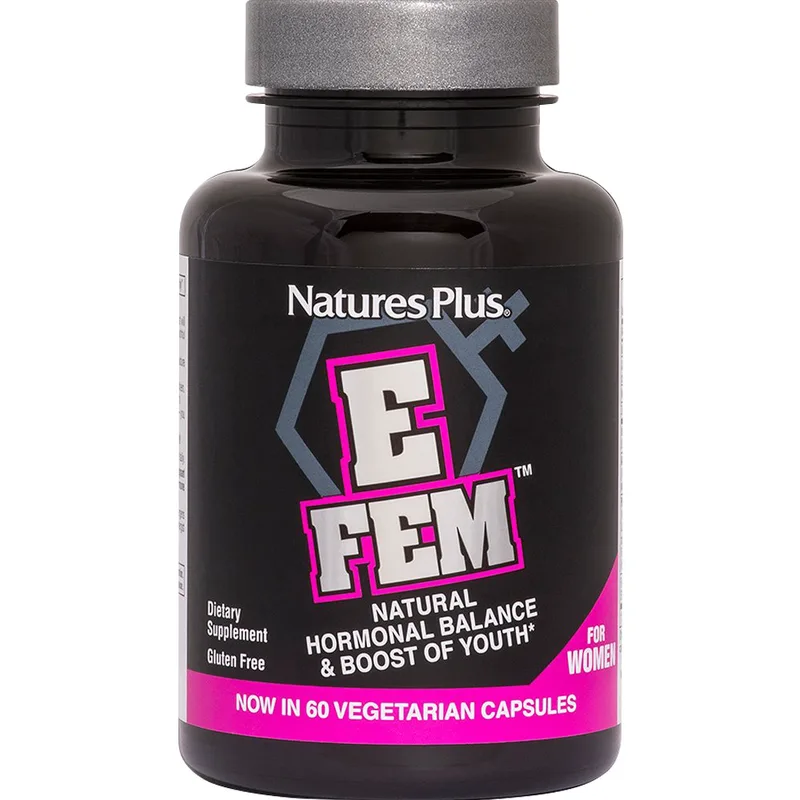 Natures Plus E-Fem Συμπλήρωμα Διατροφής Εκχυλίσματος Βοτάνων, Μετάλλων & Βιταμίνης Β3 Ειδικά Σχεδιασμένο για Γυναικεία Ορμονική Ισορροπία & Αύξηση της Λίμπιντο 60caps