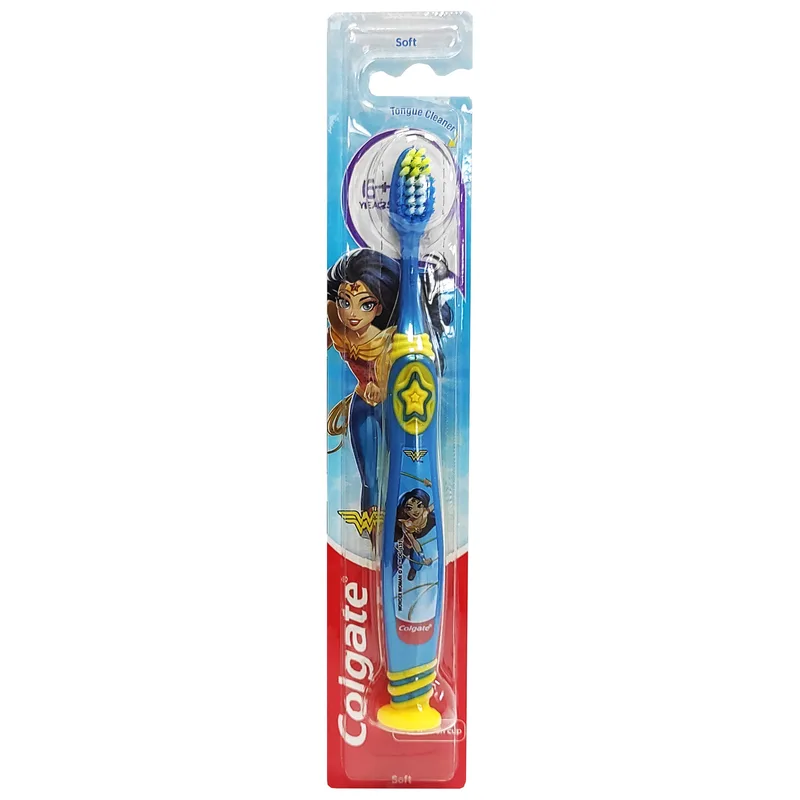 Colgate Kids Wonder Woman 6+ Years Soft Toothbrush Οδοντόβουρτσα Μαλακή Σχεδιασμένη για τις Ανάγκες των Παιδιών 6 Ετών & Άνω 1 Τεμάχιο - Κίτρινο