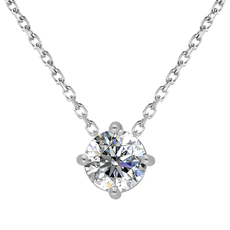Κολιέ Μονόπετρο με Moissanite Diamonds από Ασήμι KL3518