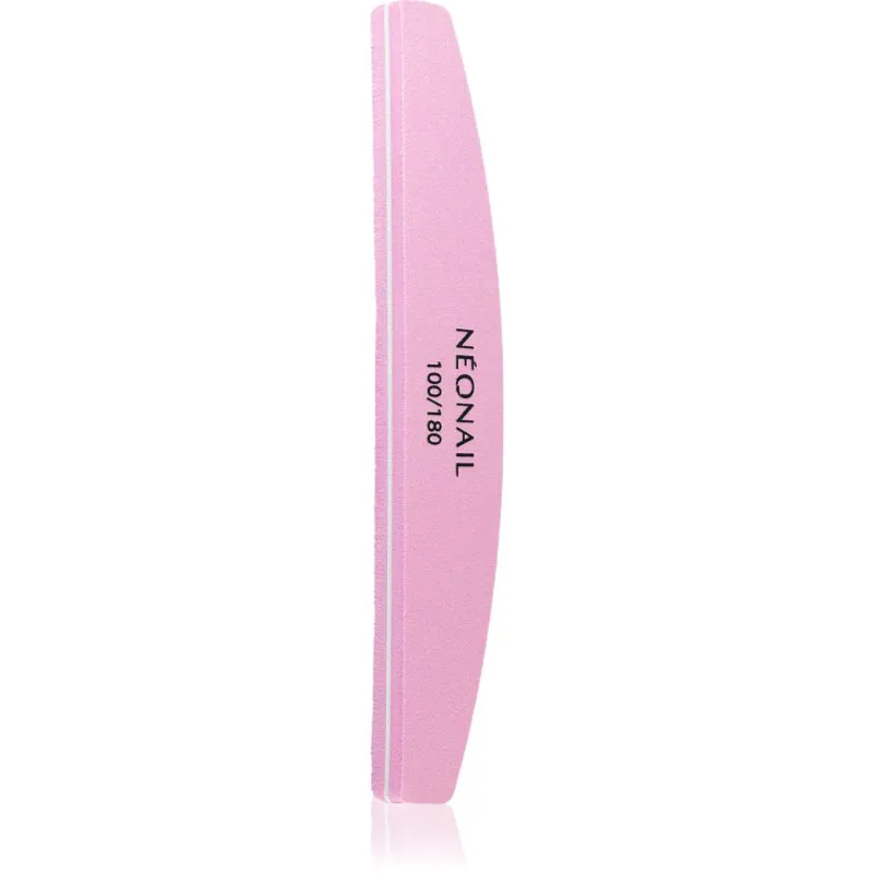 NEONAIL Nail Buffer Curved γυαλιστικό για τα νύχια τύπος 100/180 Ροζ 1 τμχ