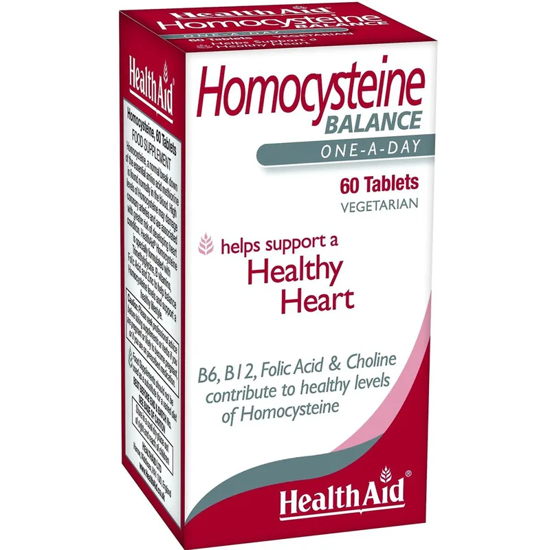 Health Aid Homocysteine Balance Συμπλήρωμα Διατροφής Βιταμινών του Συμπλέγματος Β, Ψευδάργυρου & TMG για τη Μείωση των Επιπέδων Ομοκυστεΐνης & την Καλή Υγεία της Καρδιάς 60tabs