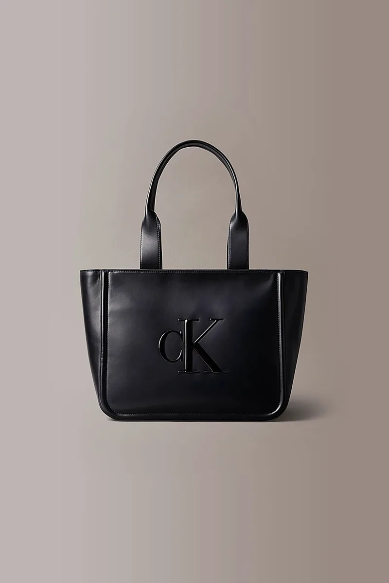 Calvin Klein Jeans γυναικεία τσάντα tote μονόχρωμη με ανάγλυφο λογότυπο - LV04F3218G Μαύρο