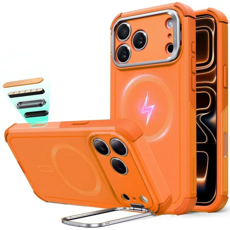 Θήκη iPhone 17 Pro Max ESR Cyber Tough Magnetic with Stash Stand Ανθεκτική με MagSafe / Kickstand & Κάλυμμα για Camera Control - Πορτοκαλί (4894240291733)