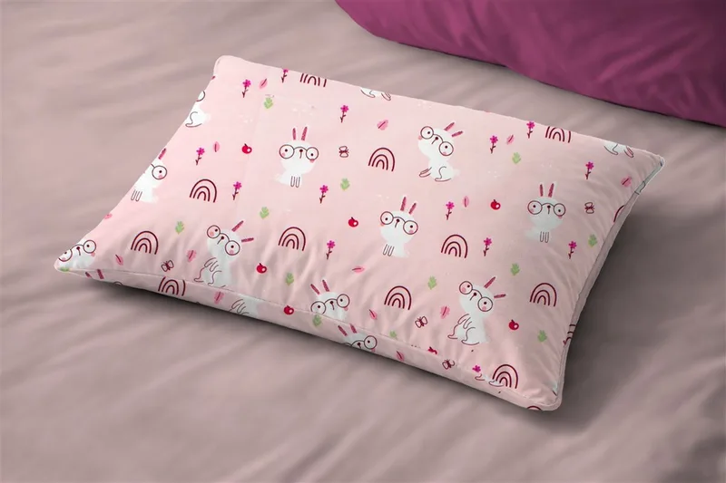 Μαξιλαροθήκη Εμπριμέ kids Rabbit Garden 585 50X70 Ροζ 100% Cotton