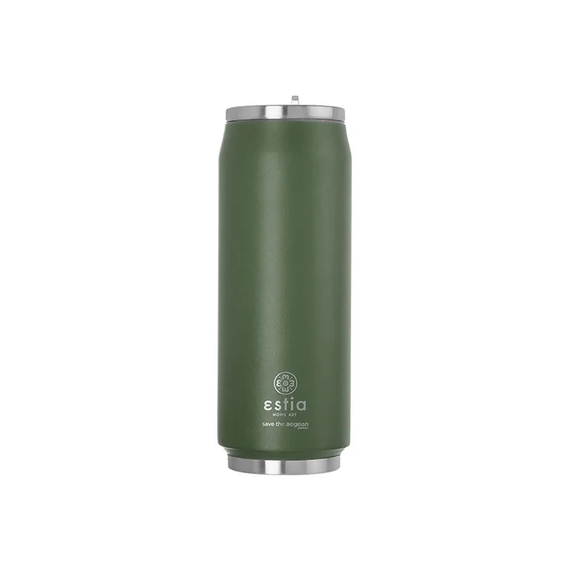 Θερμός-Ποτήρι Ανοξείδωτο Με Καλαμάκι Forest Spirit Save The Aegean Estia 500ml-7x19εκ. 01-13806 (Υλικό: Ανοξείδωτο, Χρώμα: Πράσινο ) - estia - 01-13806