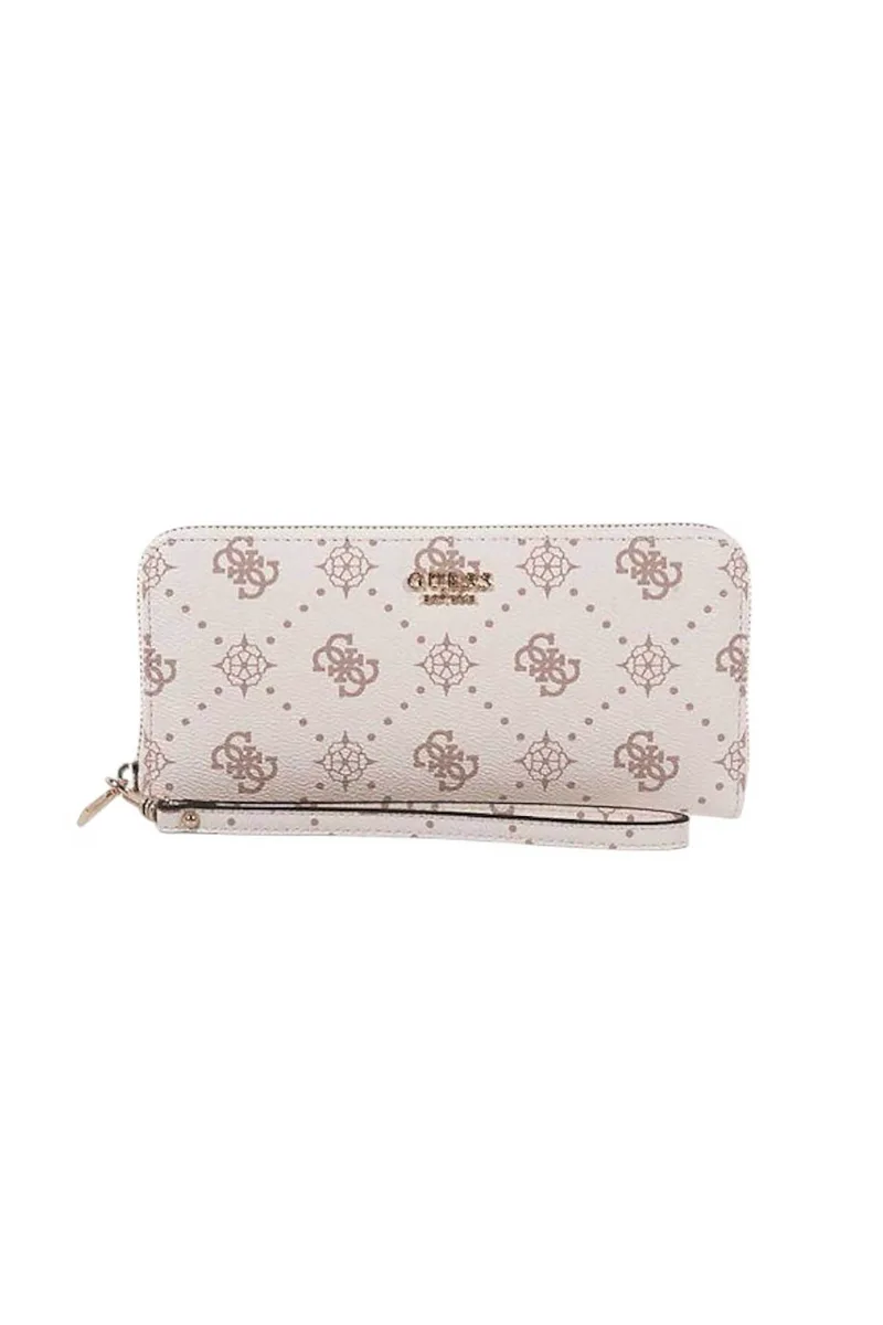 Guess γυναικείo πορτοφόλι με all-over logo print "Carrie" - SWGP9898146 Κρέμ