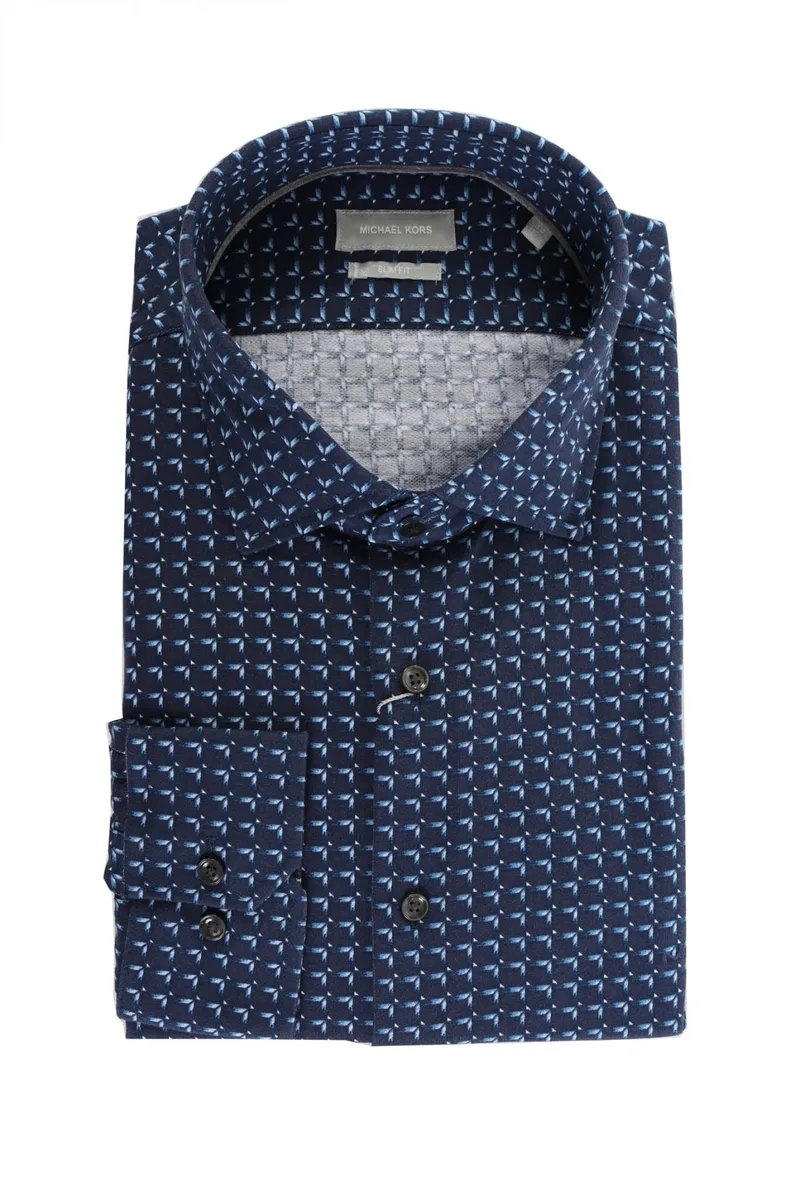 MICHAEL KORS ΠΟΥΚΑΜΙΣΟ ΜΙΚΡΟΣΧΕΔΙΟ SLIM FIT ΜΠΛΕ-ΣΙΕΛ