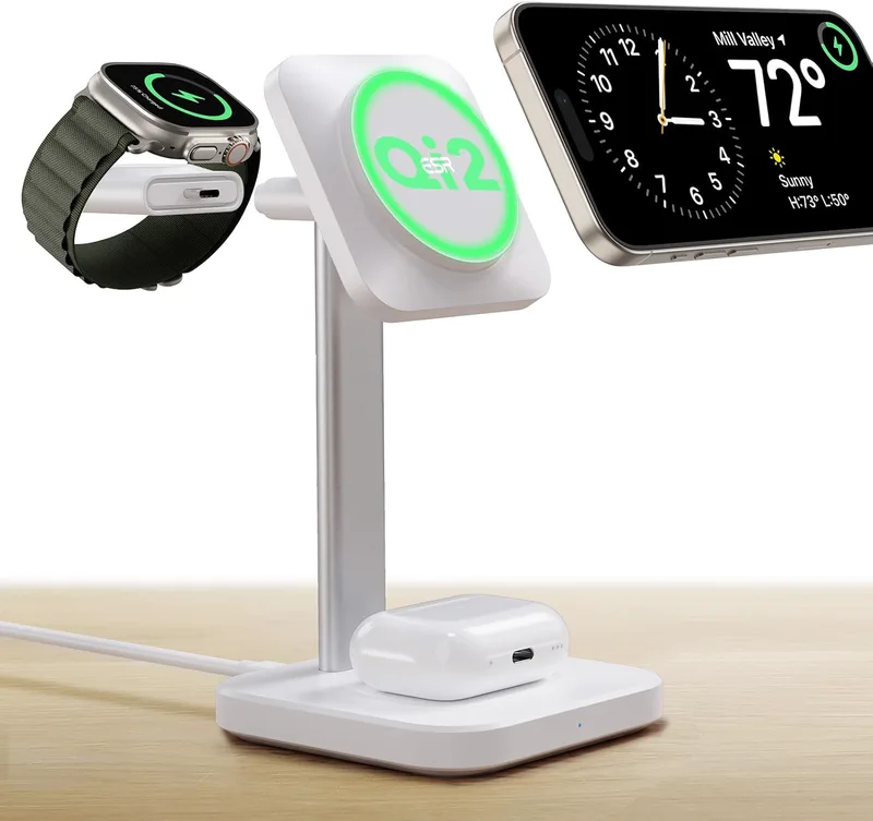 ESR Qi2 MagSafe 3-in-1 Wireless Charging Set White