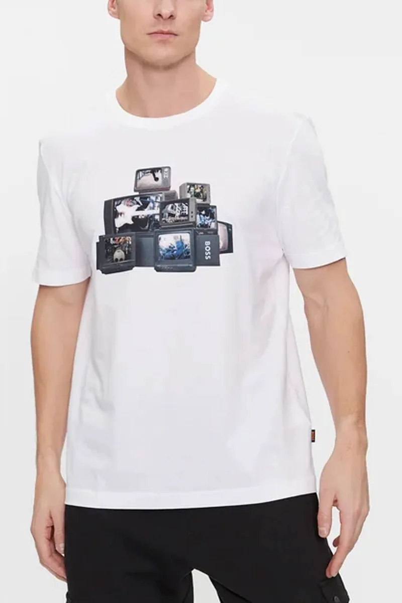 BOSS CASUAL T-SHIRT TEEMUSHROOM ΛΕΥΚΟ
