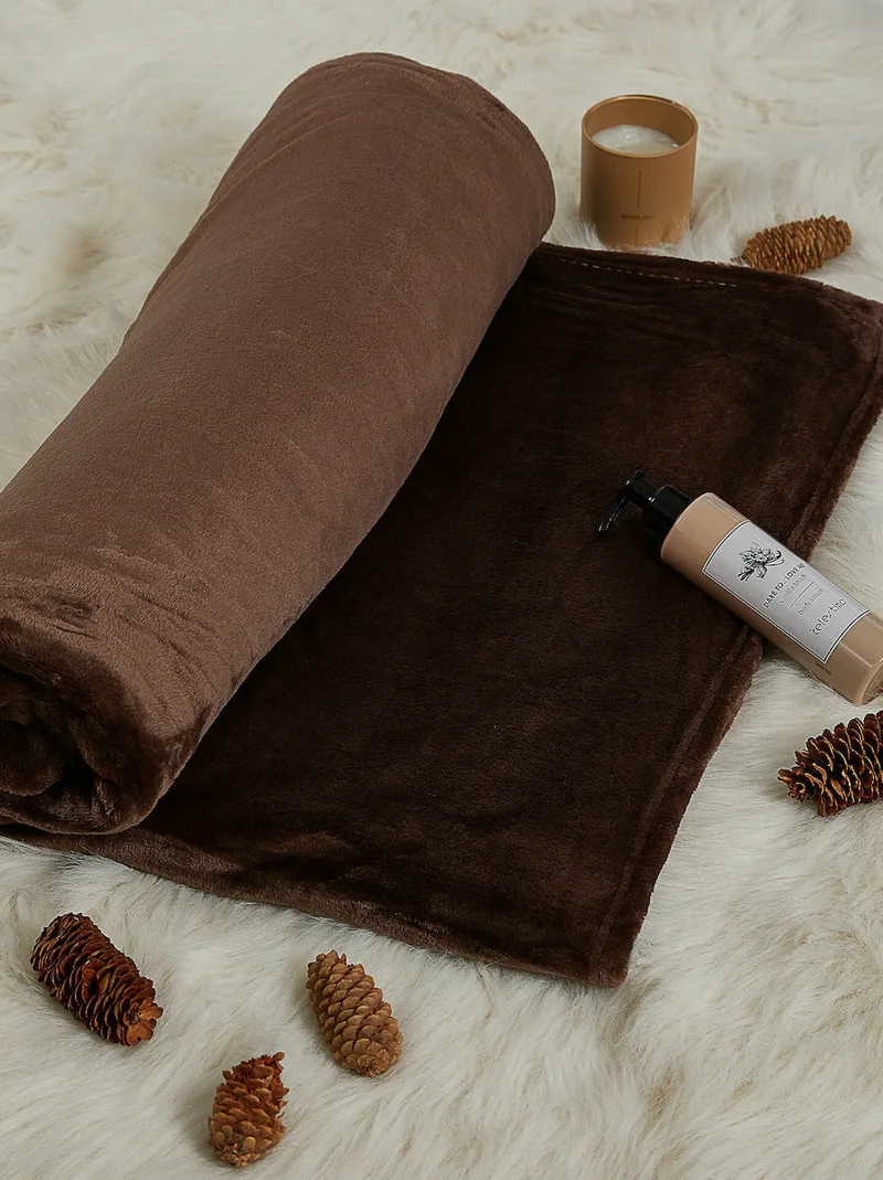 Κουβέρτα Fleece Διπλή 200x240 Καφέ Σκούρο, Hatzitex