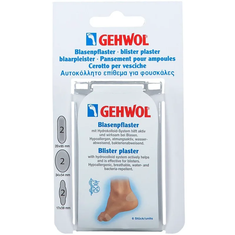 Gehwol Blister Plaster Sorted Αυτοκόλλητο Υδροκολλοειδές Επίθεμα για Φουσκάλες σε Διάφορα Μεγέθη Νέας Γενιάς 3 σε 1 6 Τεμάχια