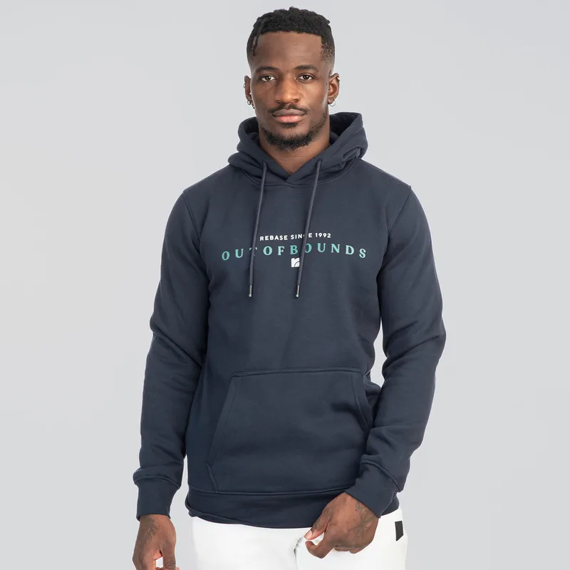 REBASE DOUBLE PRESSED PRINT BRUSHED FLEECE HOODIE ΜΠΛΕ