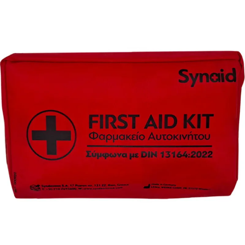 Syndesmos Synaid First Aid Car Kit Φαρμακείο Αυτοκινήτου με Πιστοποίηση DIN 13164-2022 Κατάλληλο για Πρώτες Βοήθεια & Άμεση Φροντίδα 1 Τεμάχιο