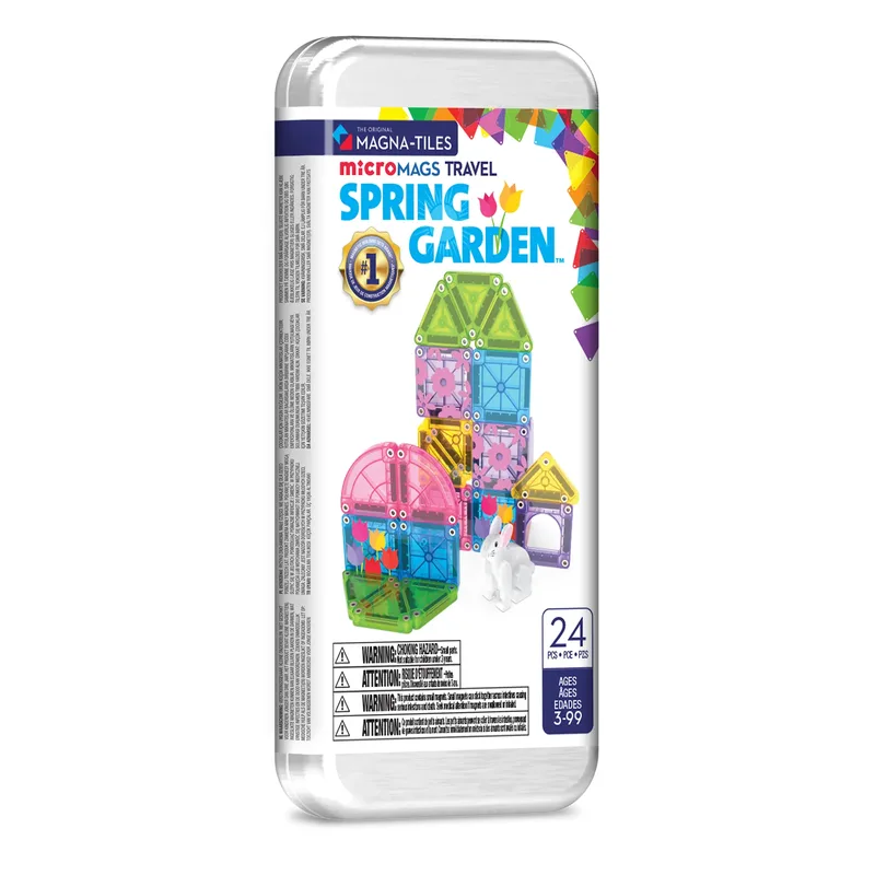 MAGNA-TILES microMAGS Spring Garden Travel Set 24 Τεμάχια – Μικρά Μαγνητικά Πλακίδια STEM Ταξιδιού