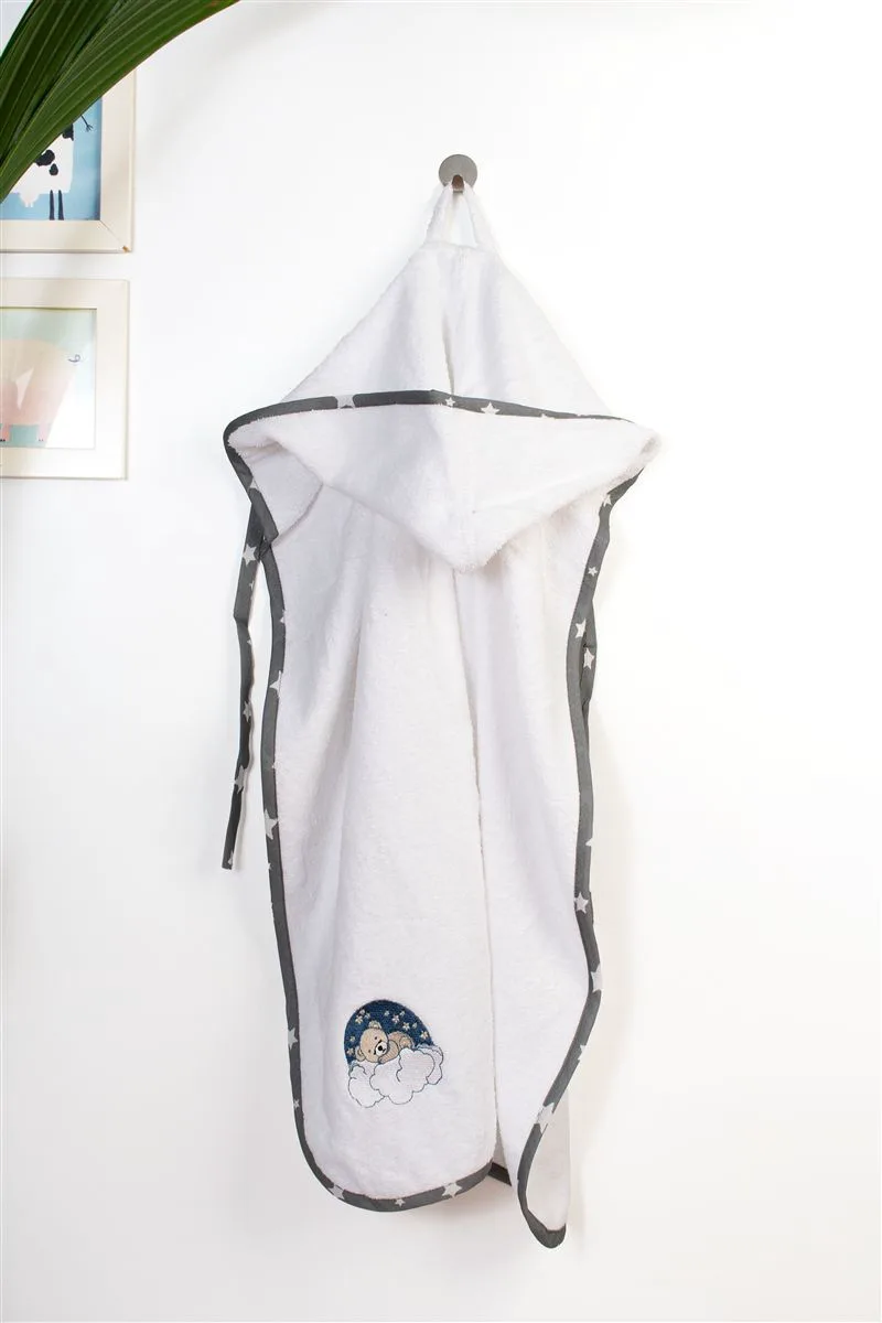Κάπα Με Κέντημα Bebe 75x85εκ. Cloudy Bear 176 White-Grey Dimcol
