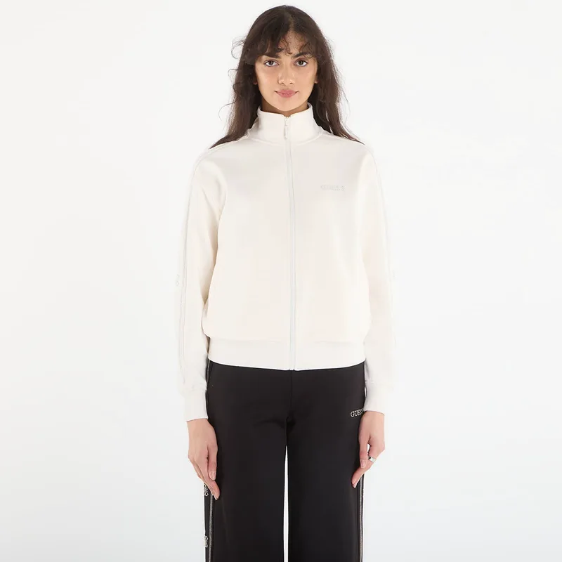 Φούτερ GUESS Octavia High Neck Full-Zip Sweat White Glam XS