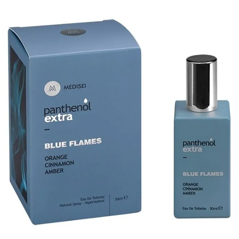 Panthenol Extra Men Blue Flames Eau de Toilette Ανδρικό Άρωμα με Νότες Από Πορτοκάλι, Κανέλα & Κεχριμπάρι 50ml