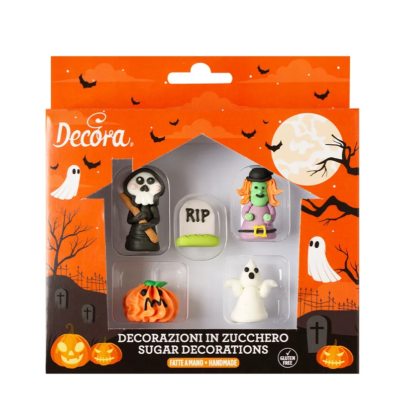 3D SUGAR HLWN DECORATIONS SET OF 6PCS HALLOWEEN