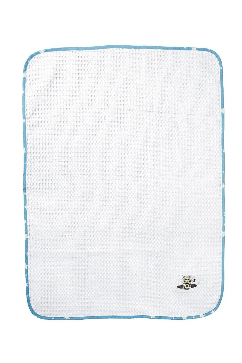 Κουβέρτα Πικέ Αγκαλιάς Dimcol Aviator 184 80X110 White-Sky Blue