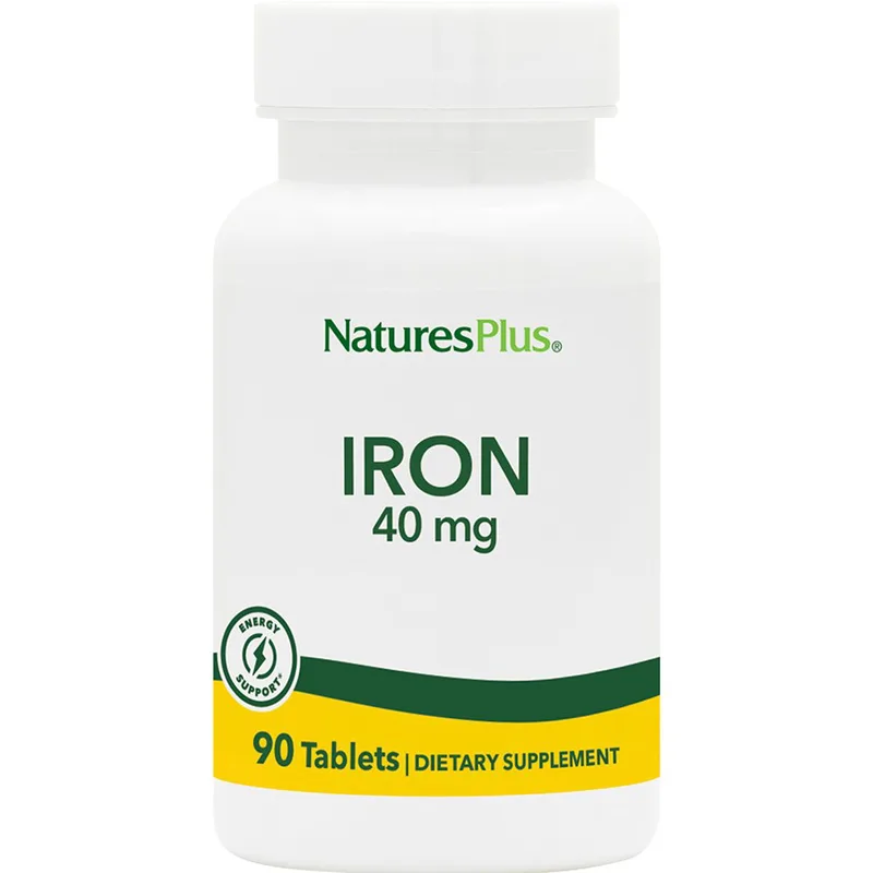 Natures Plus Iron 40mg Συμπλήρωμα Διατροφής Στοιχειακού Σιδήρου για Μεγαλύτερη Απορρόφηση για την Υποστήριξη του Αιμοποιητικού Συστήματος, Αντιμετώπιση Αναιμίας Κατά της Κόπωσης 90tabs