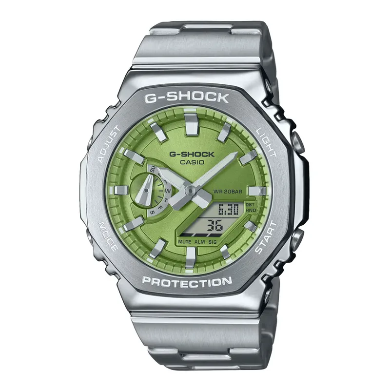 CASIO G-SHOCK G-Steel Dual Time Chronograph Silver Stainless Steel Bracelet GM-2110D-3AER