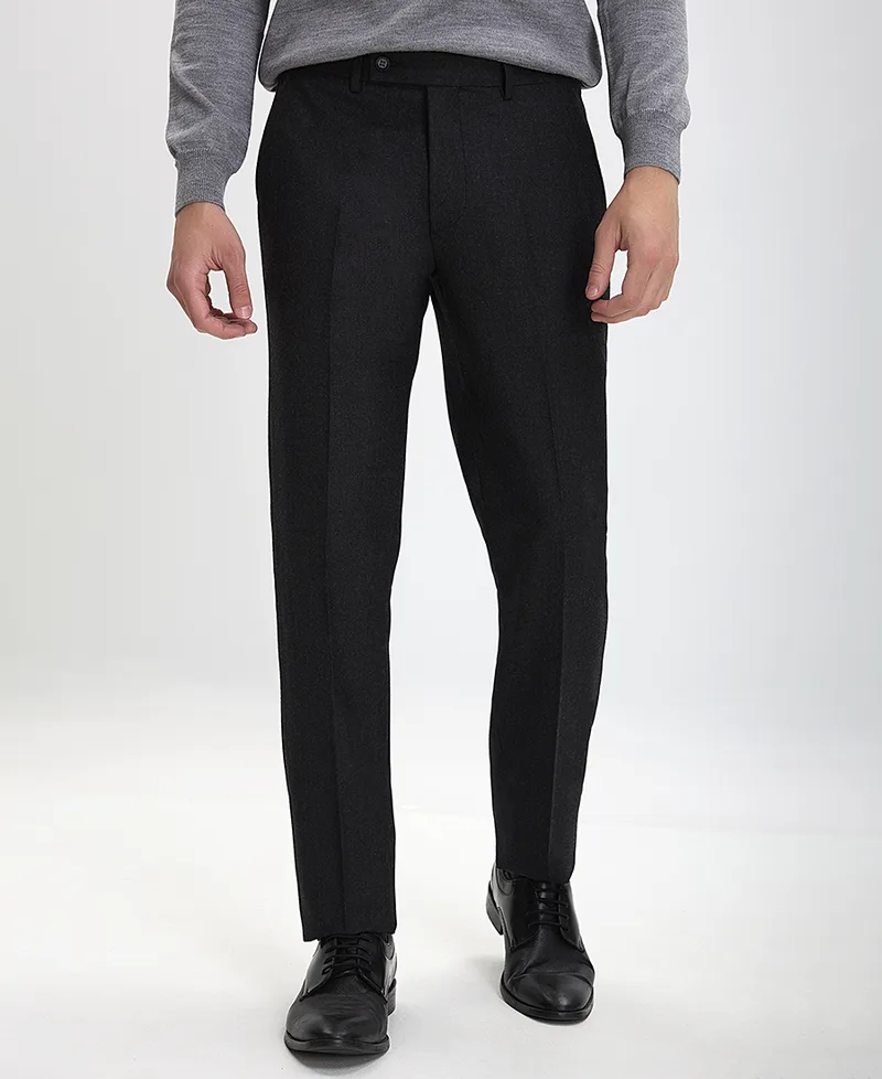 Vardas Ανδρικό Παντελόνι Regular Fit Από Μαλλί & Κασμίρι Σκούρο Γκρι