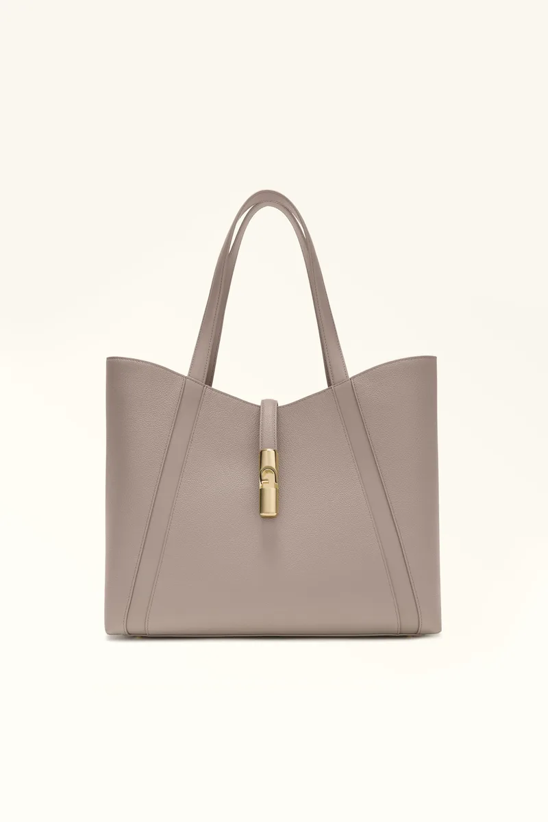 Furla γυναικεία δερμάτινη τσάντα ώμου "Goccia Tote L" - WB01788-BX3353 Γκρι Ανοιχτό