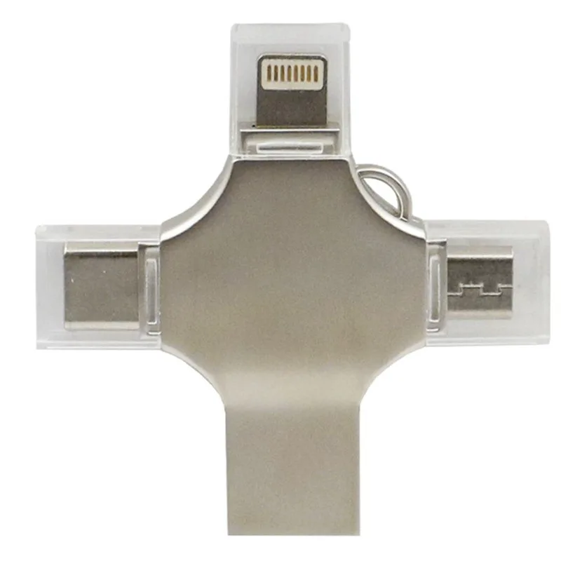 Treqa TR-2027 64GB USB 3.0 Stick με σύνδεση Lightning,USB-A & USB-C Ασημί