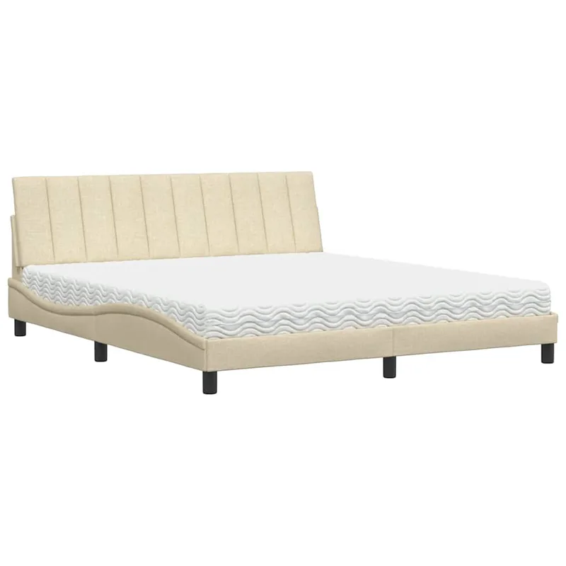 vidaXL Κρεβάτι με Στρώμα Hanko Κρεμ 180x200 εκ. Υφασμάτινο