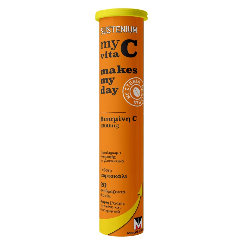 Menarini Sustenium My Vita C Makes my Day Vitamin C 1000mg Συμπλήρωμα Διατροφής με Βιταμίνη C για Υποστήριξη της Φυσιολογικής Λειτουργίας του Ανοσοποιητικού 20 Effer.tabs