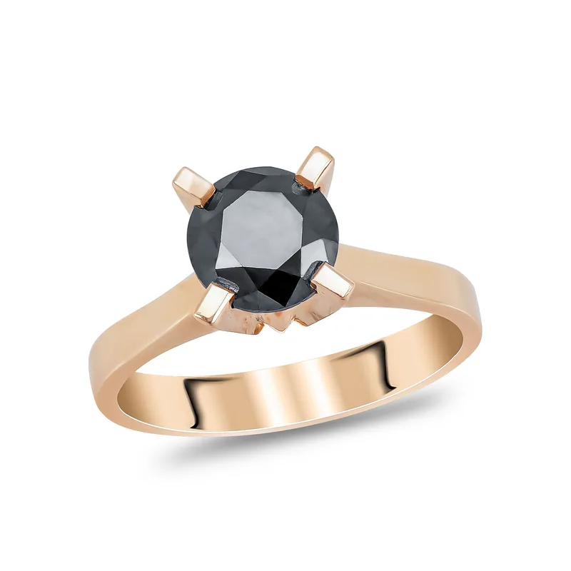 Μονόπετρο Δαχτυλίδι με Black Diamond από Ροζ Χρυσό 18 Καρατίων R28462