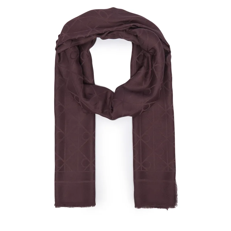Πασμίνα Calvin Klein Emblem Aop Glossy Tonal Scarf LV04F8096G Μπορντό