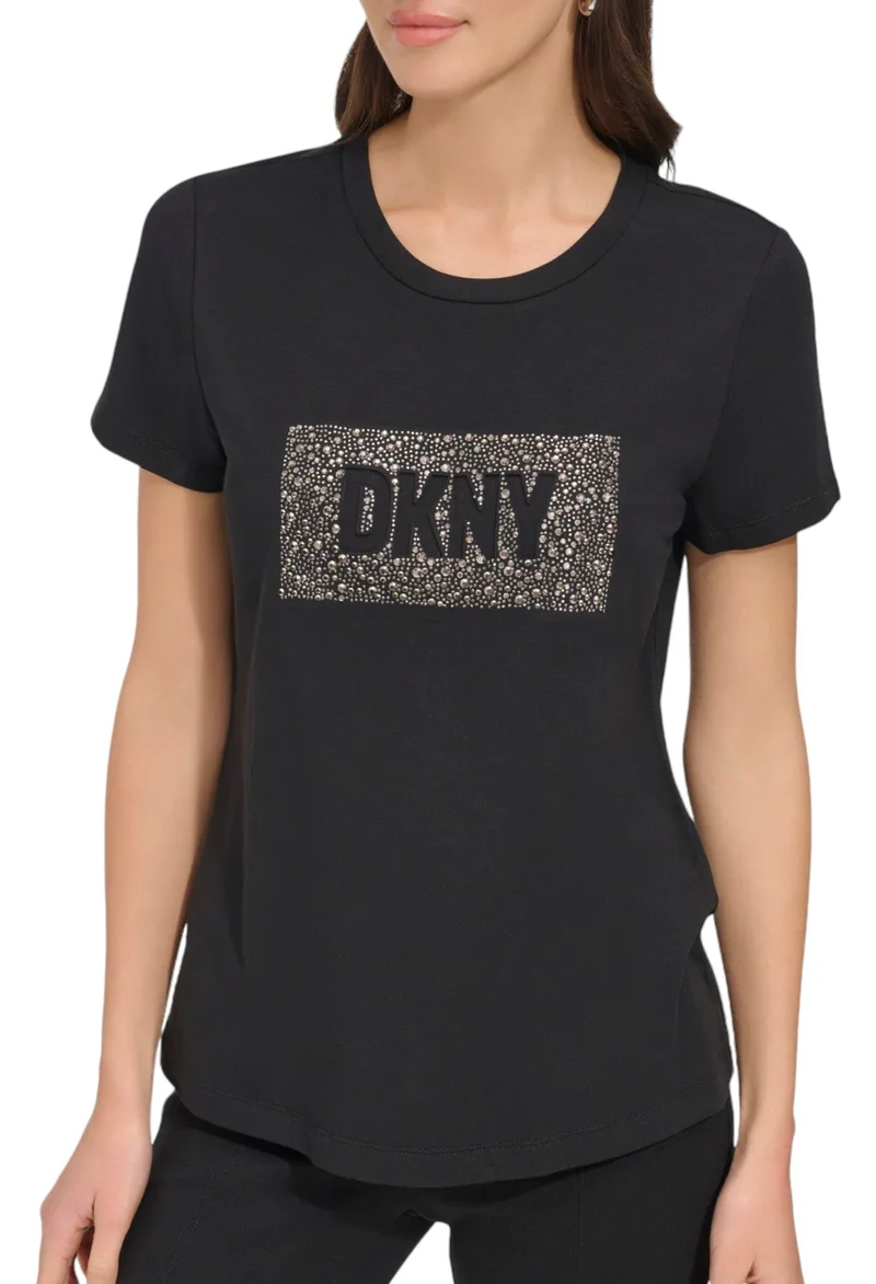 Μπλούζα Κοντομάνικη DKNY Logo Με Στρας P4RHYWNA-BLK-BLACK Γυναικείο