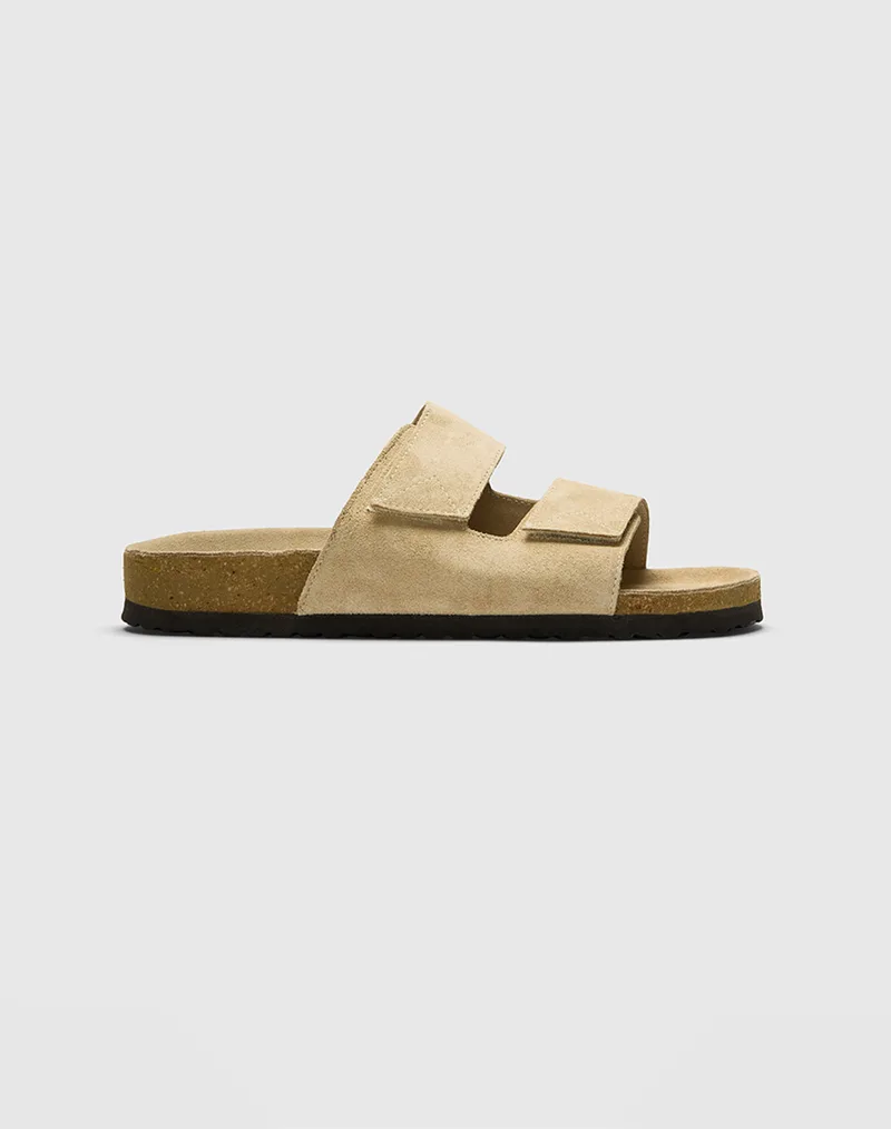 SELECTED SLMBASTIAN SUEDE STRAP SLIDER 16088732-SAND Biege
