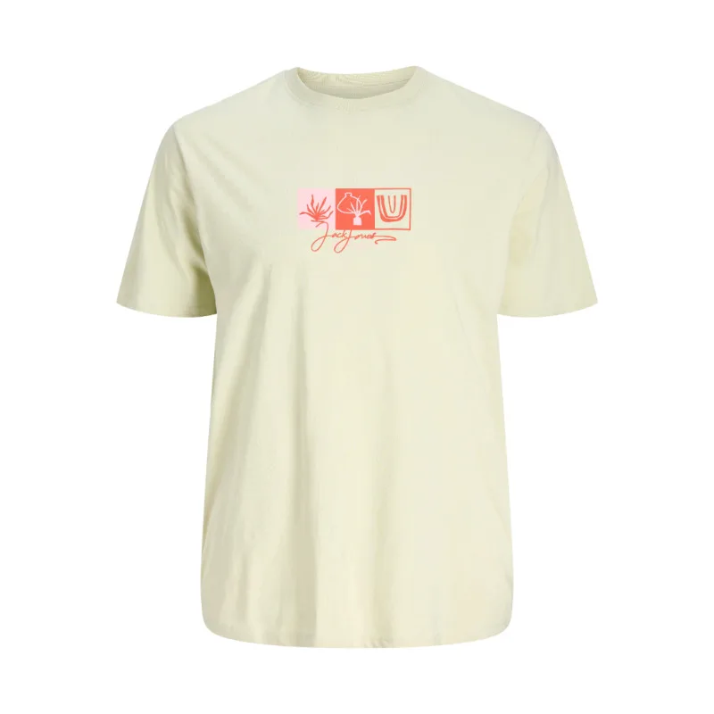 Jack & Jones "Canggu Front Tee"σε Plus fit γραμμή,με μεταξοτυπία - Celadon Green