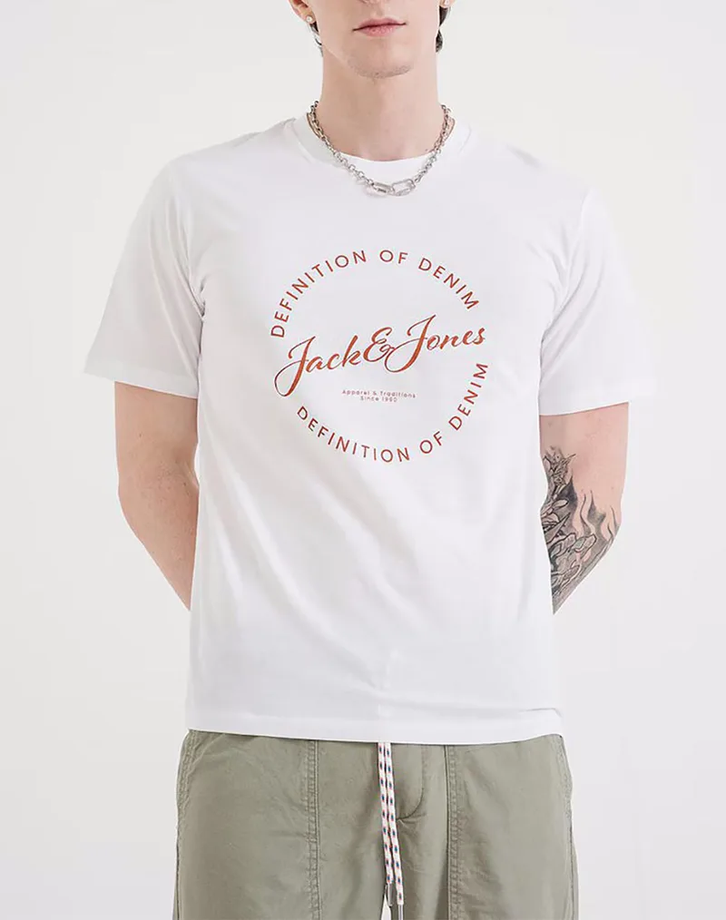 JACK&JONES JJGRAYSON TEE SS CREW NECK 12288377-BRIGHT WHITE White