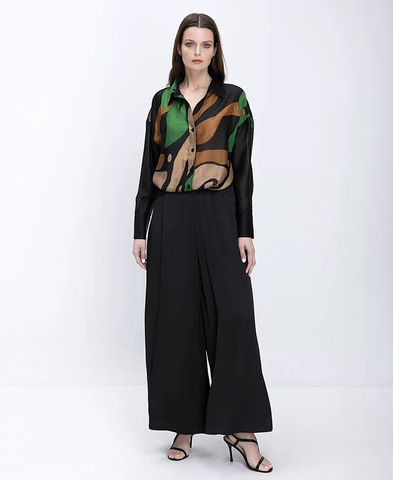 Anonyme Γυναικείο Παντελόνι Wide Leg Με Λάστιχο Στη Μέση