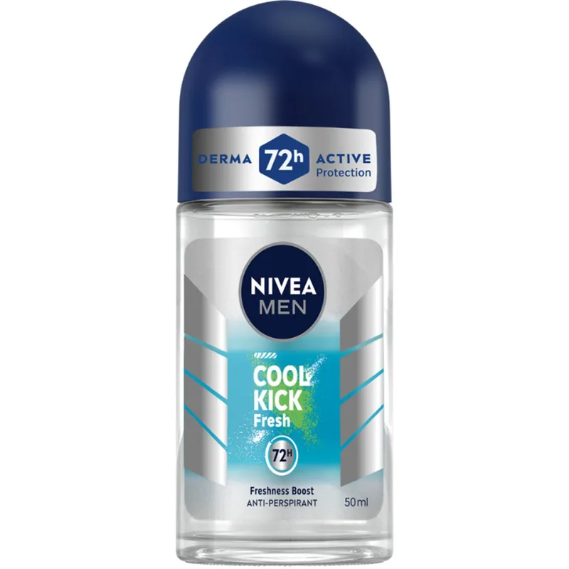 Nivea Men Cool Kick Fresh Anti Perspirant Deodorant Roll-On Ανδρικό Αποσμητικό με Αντιιδρωτική Προστασία 72 ωρών & Νερό Κάκτου 50ml