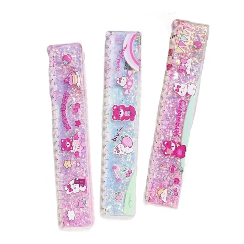 Χάρακας πλαστικός με υγρό glitter candy bear (Τυχαίο Σχέδιο)