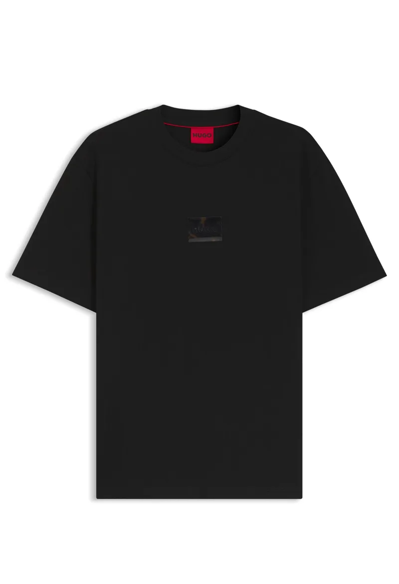 ΑΝΔΡΙΚΟ T-SHIRT HUGO DUMEON ΚΟΝΤΟΜΑΝΙΚΟ ΜΑΥΡΟ