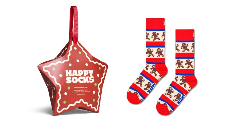 Happy Socks Ginger Star Gift Set Adults Crew Socks 1 Pair (Size: 41-46)