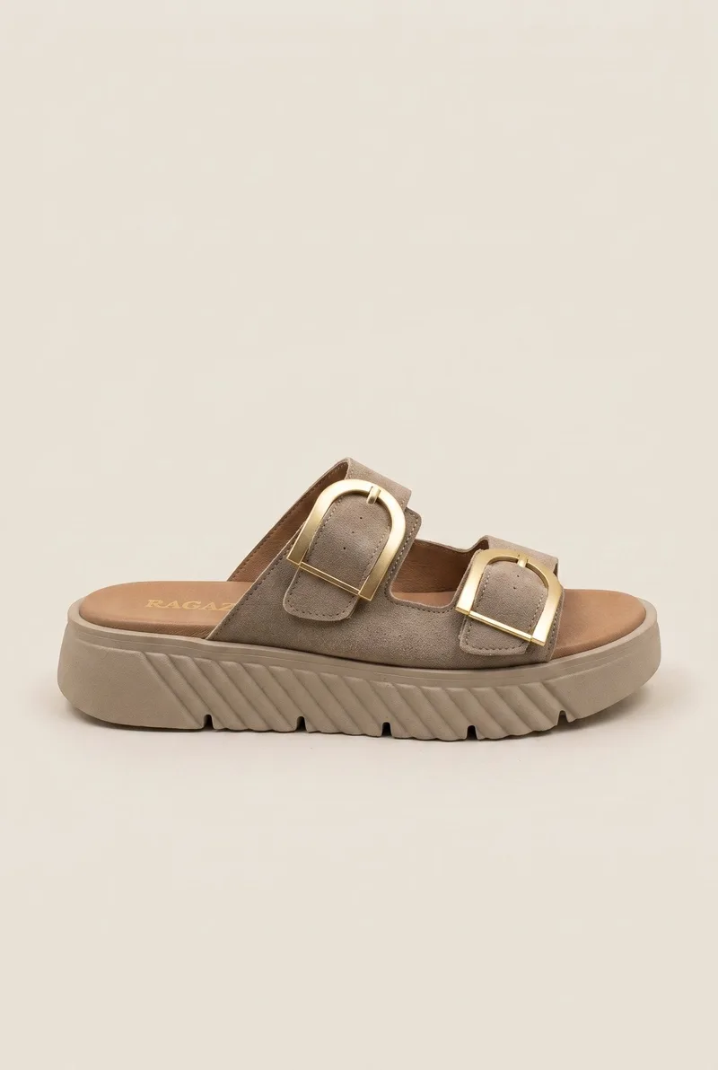 RAGAZZA Flatform Sandals - 01250 - Μπεζ Suede