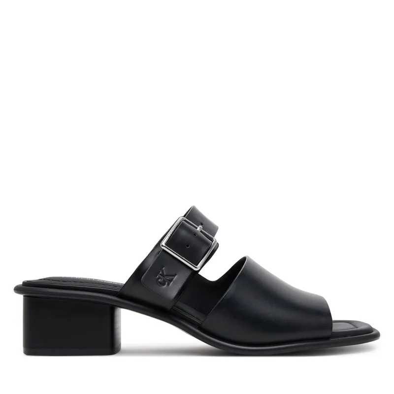 Παντόφλες Calvin Klein Jeans Heel Square Mg Buckle Lth YW0YW01701 Μαύρο